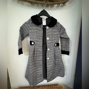 Girls Black and White Textured Dress Jacket 6x